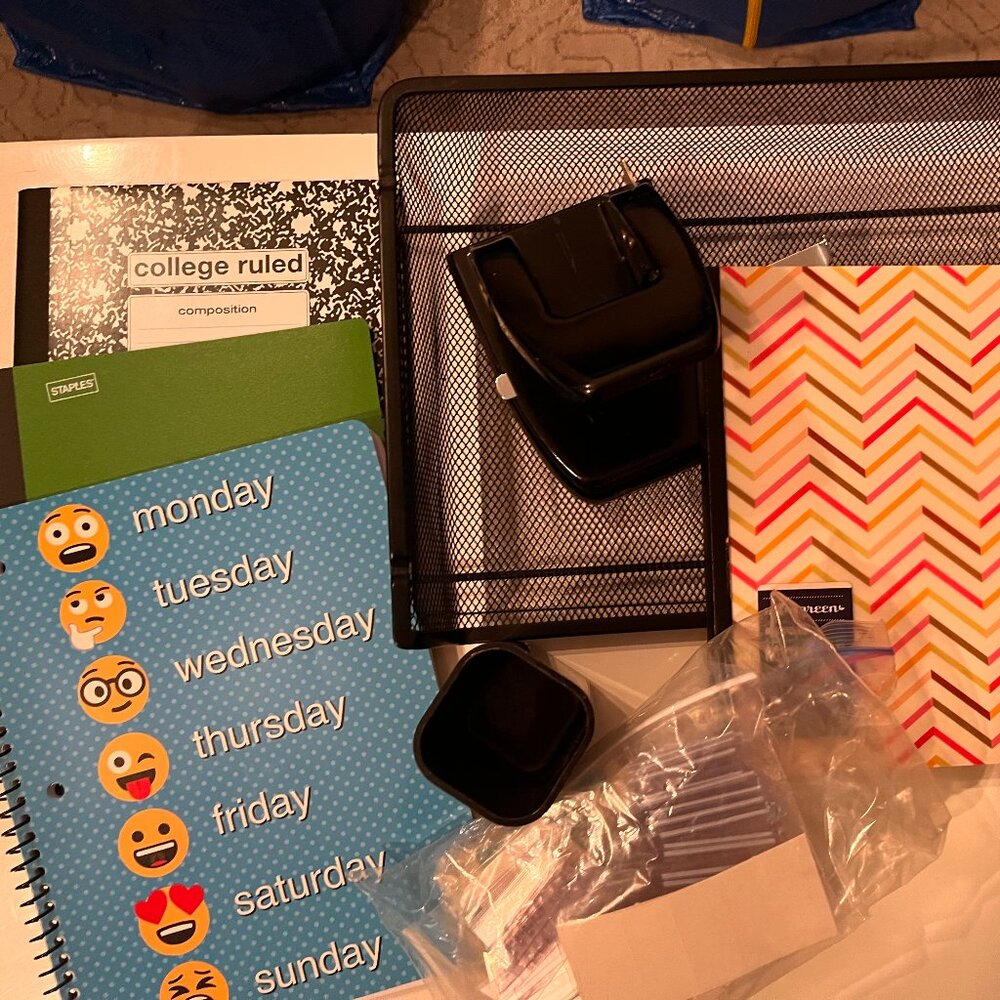 Office Supplies (Mixed Lot - 4‎ Lined Notebooks, Hole Puncher, Organizing Items)